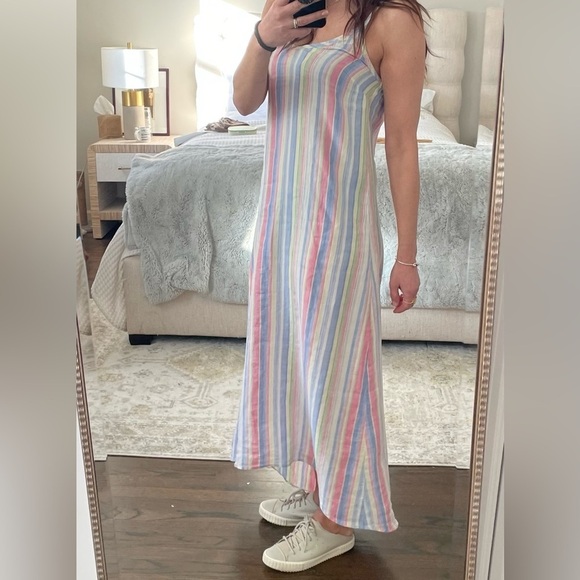 C&C California Maxi Linen Multicolor Stripe Dress - Picture 4 of 10